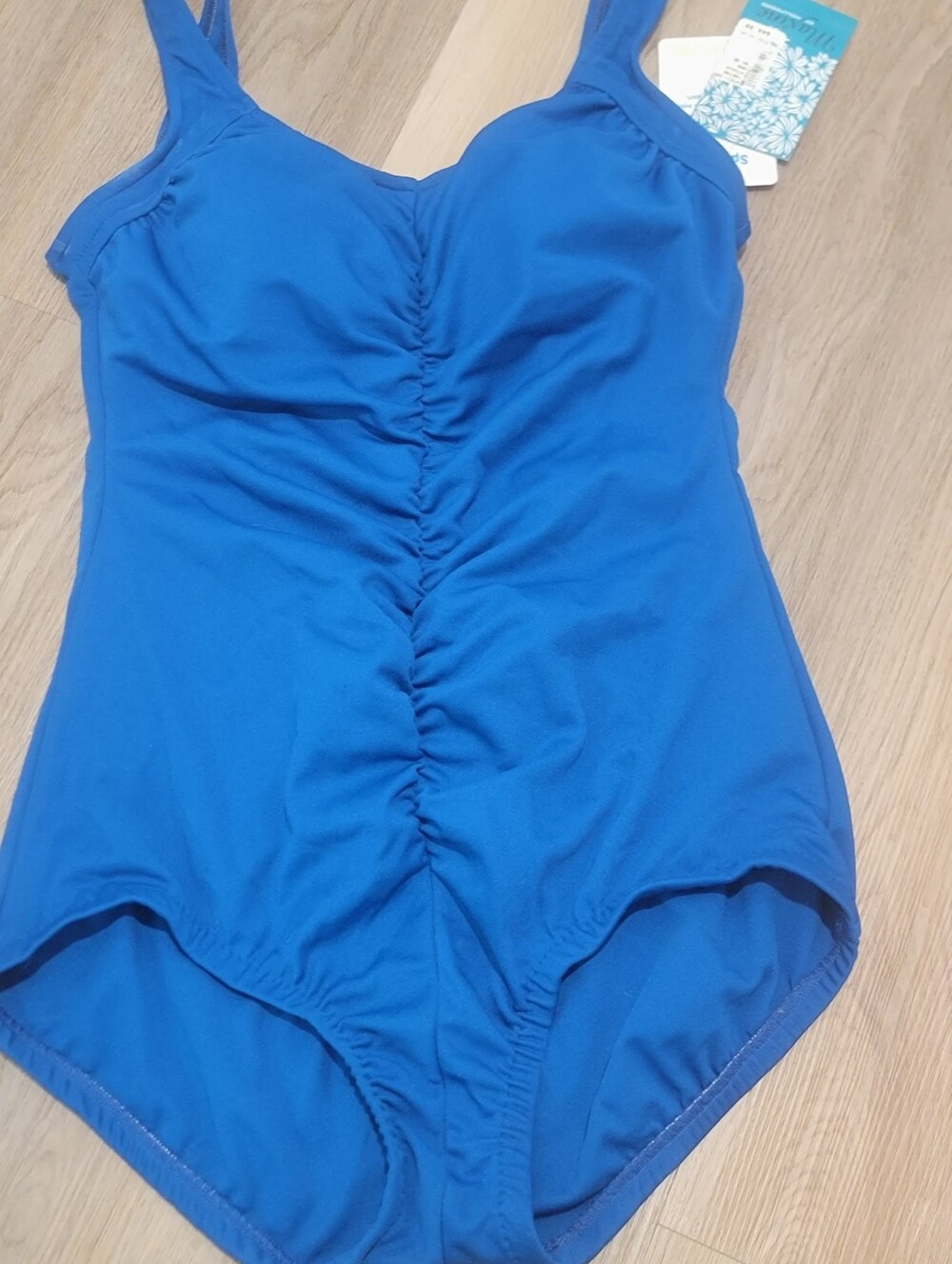 Maxine of Hollywood Plus Size 16 One Piece Bathing Suit Royal Blue Cinched NWT